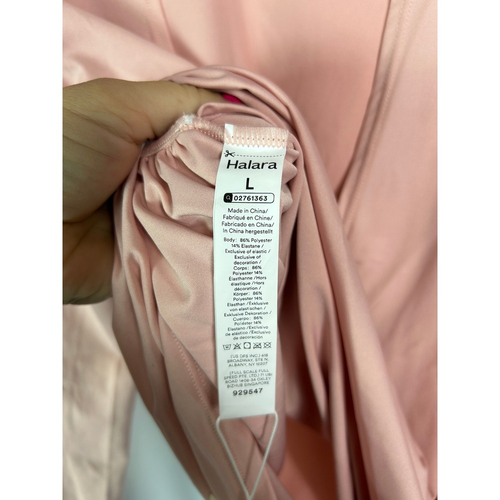 Halara Pink Solid Open Back Long Sleeve Active Top Thumbholes Sporty Shirt Large - Picture 6 of 8